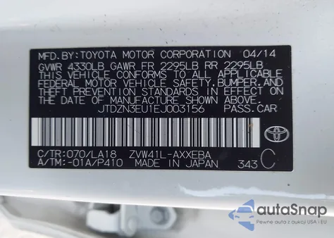 2014 Toyota Prius V Five from USA, damaged, VIN JTDZN3EU1EJ003156